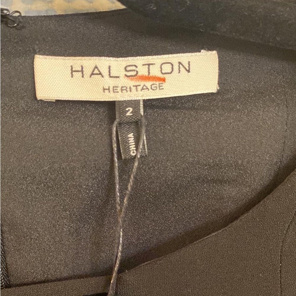 Halston Heritage fit and flare dress cap sleeves black keyhole - Picture 8 of 14